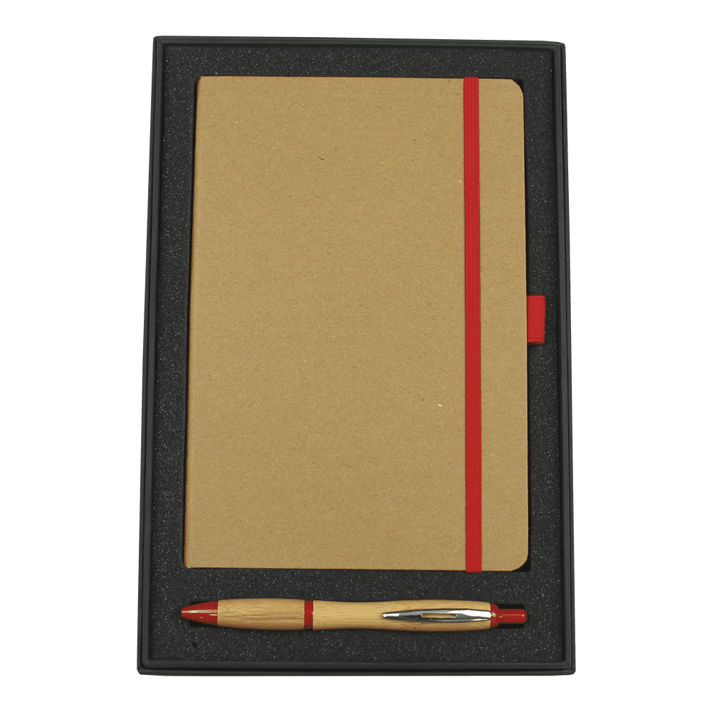 Gift Set with JB1022 Eco Colour Bound Journal & 4104 Nash Bamboo Pen - GIFT1011 Image Red