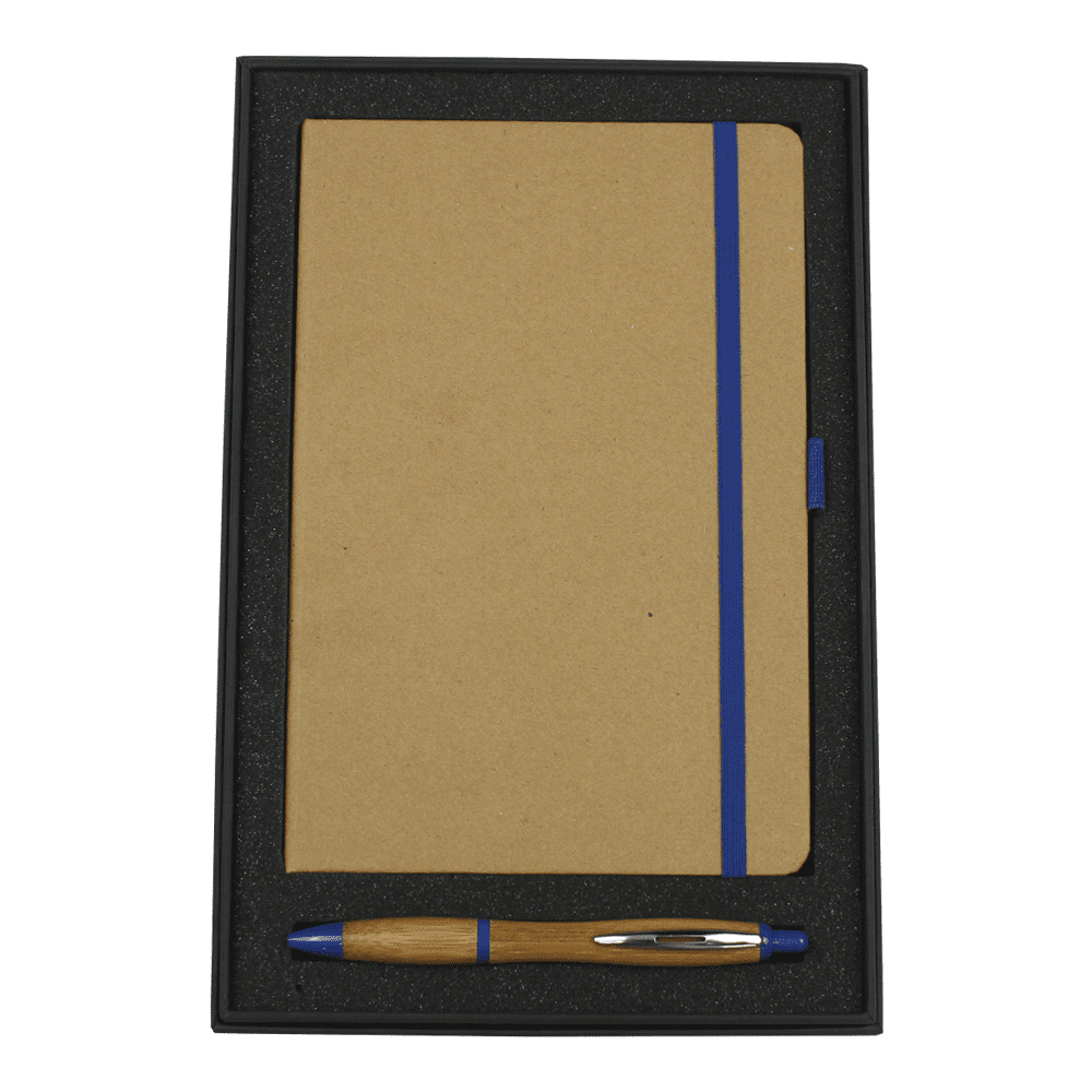 Gift Set with JB1022 Eco Colour Bound Journal & 4104 Nash Bamboo Pen - GIFT1011 Image Blue