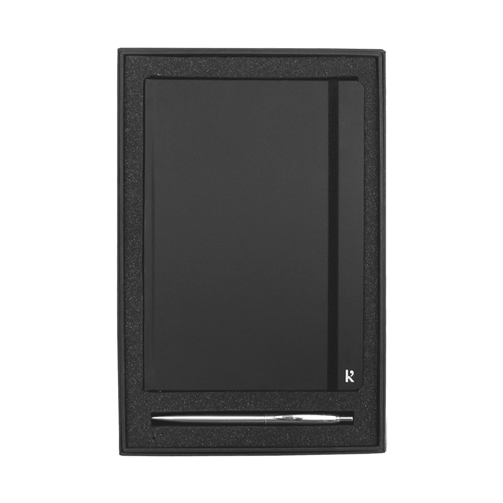Gift Set with KT1001 Karst A5 Stone Paper Hardcover Notebook & 1066 Recycled Stainless Steel Pen - GIFT1013 Image Black