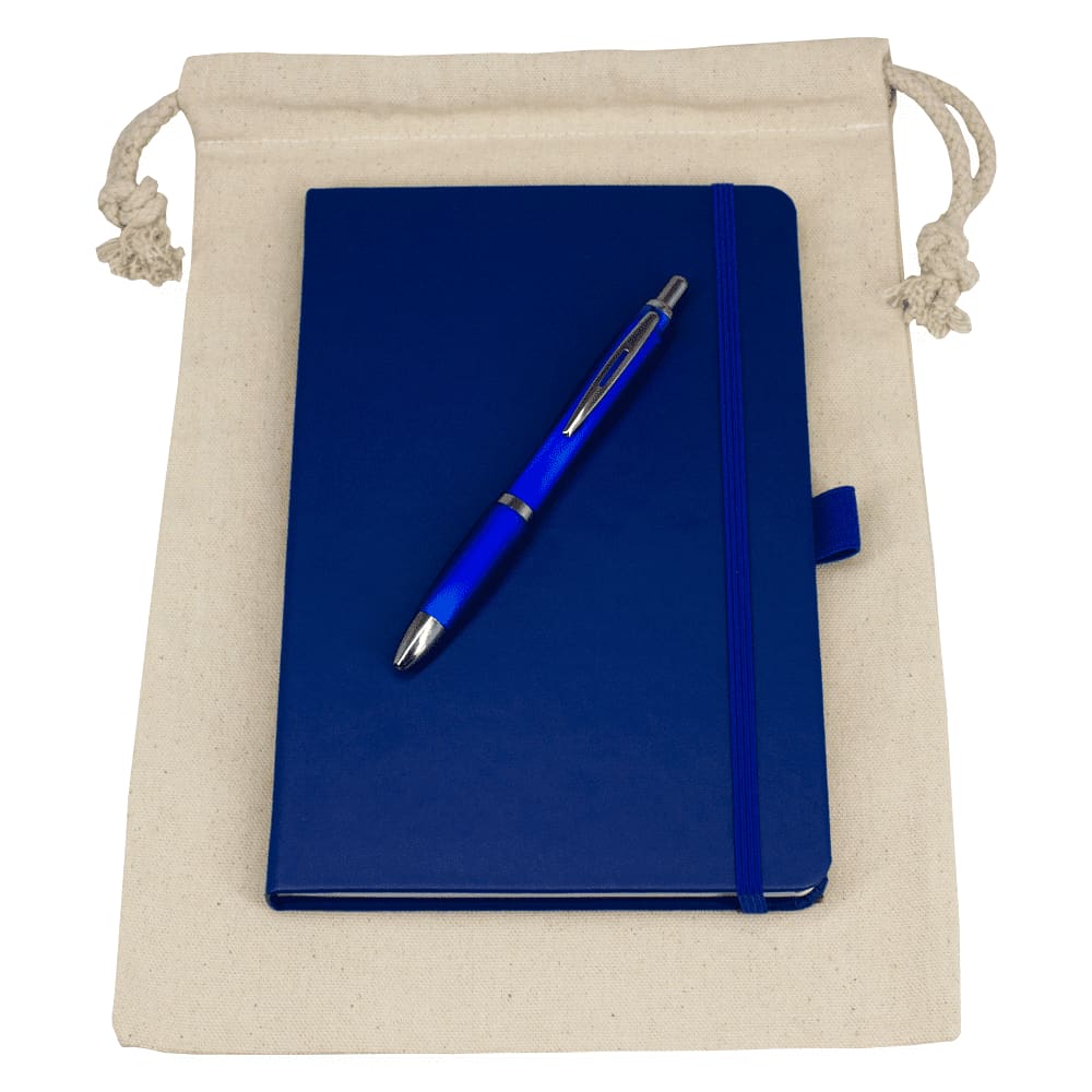 Gift Set - Drawstring Bag + JournalBook + Pen - GS1009 Image Blue