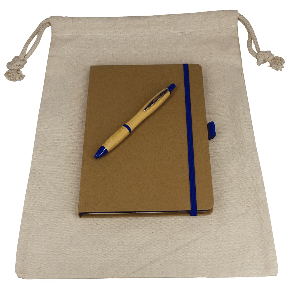Gift Set - Drawstring Bag + JournalBook + Pen - GS1010 Image Blue