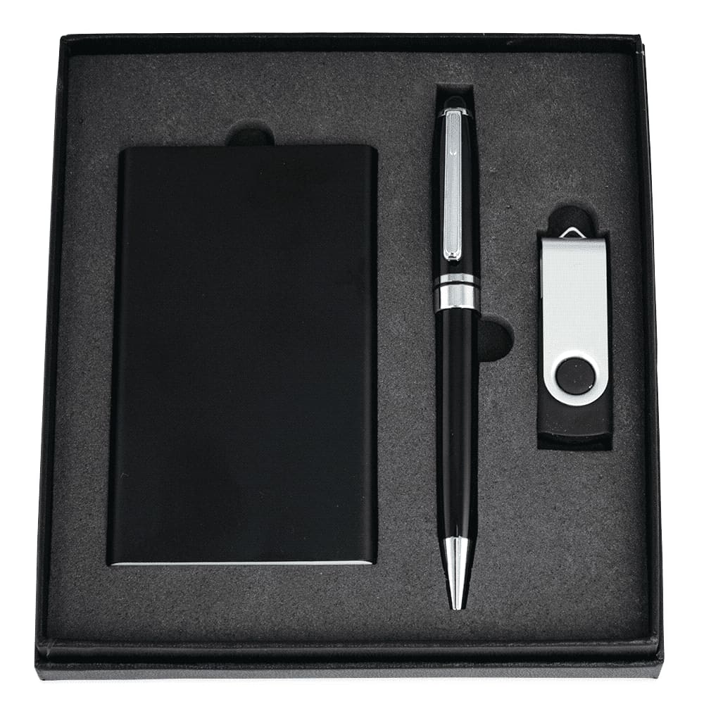 Powerbank, USB (8GB) and Pen Giftset - GS1013 Image Black