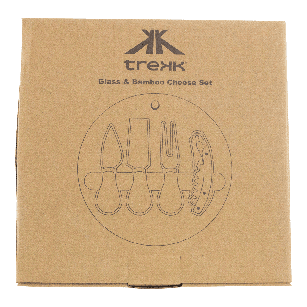 Trekk Round Bamboo Glass Cheese Set - TK1054 Image
