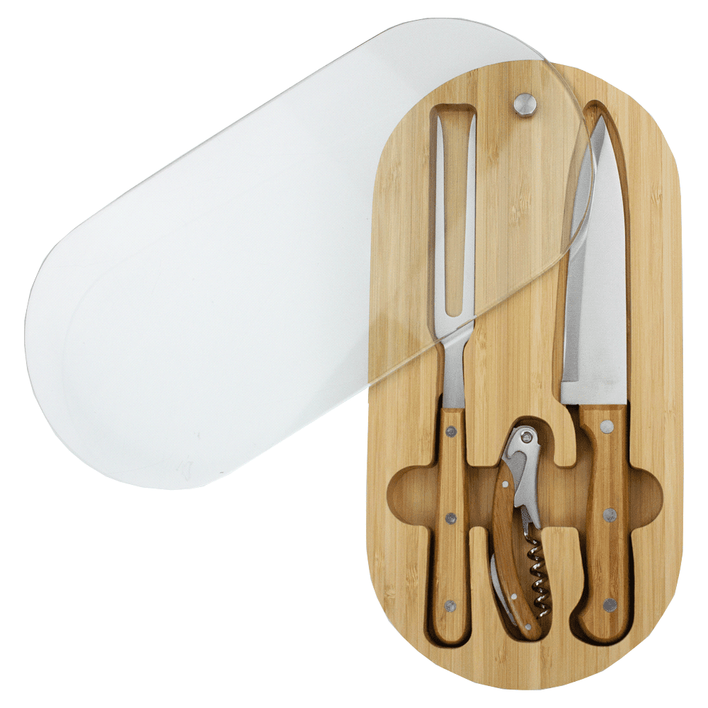 Trekk Oval Bamboo Glass Knife Set - TK1055 Image Wood