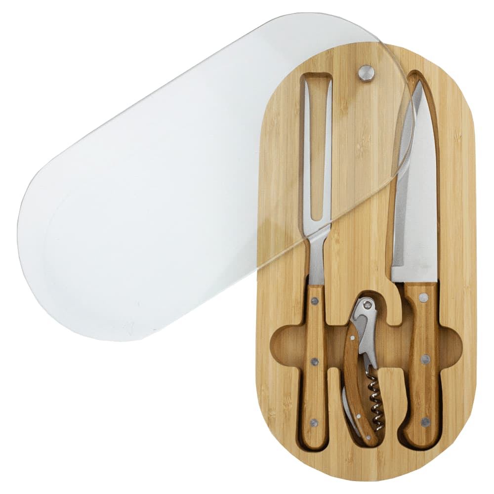Alternative view of Trekk Oval Bamboo Glass Knife Set