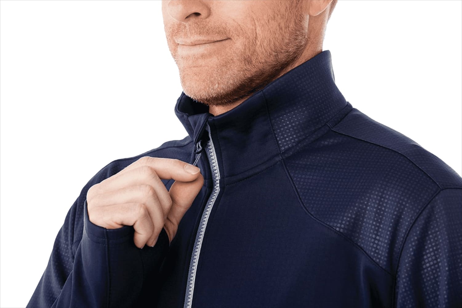 Men's Senger Knit Full Zip Performance Jacket w/ Thumb Holes - TM18154 Image 