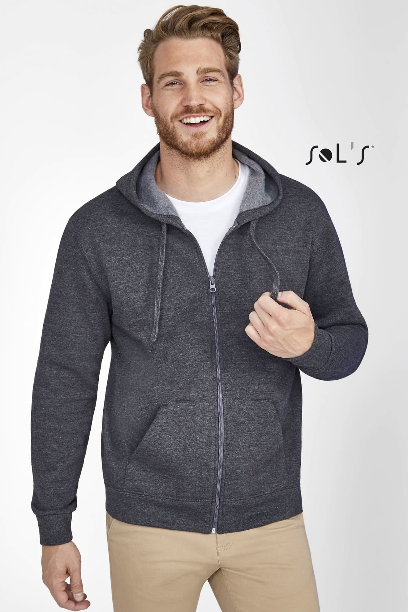 Hoodie UNISEX 50% cotton 50% polyester  zippered STONE