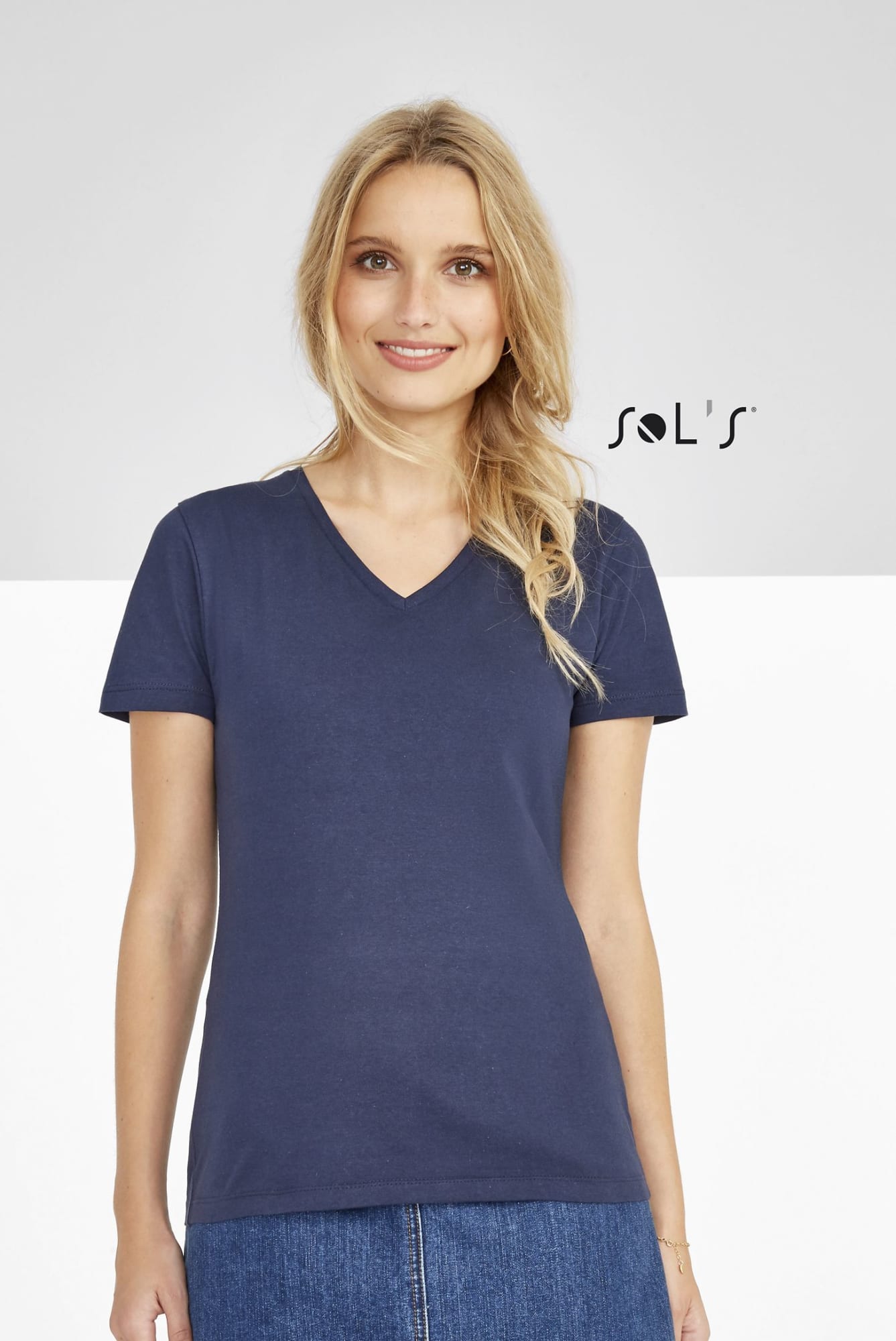 T-shirt V neck women%27s Jersey 190g , 100% semi combed ring spun cotton IMPERIAL