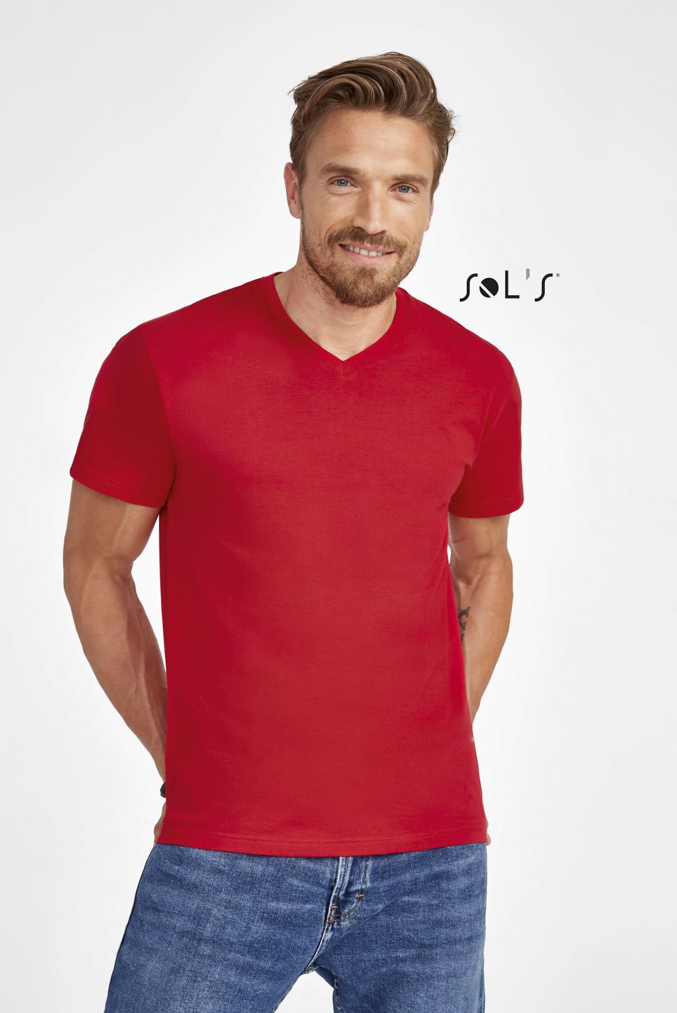 T shirt Men's V NECK 100% semi combed ring spun cotton VICTORY