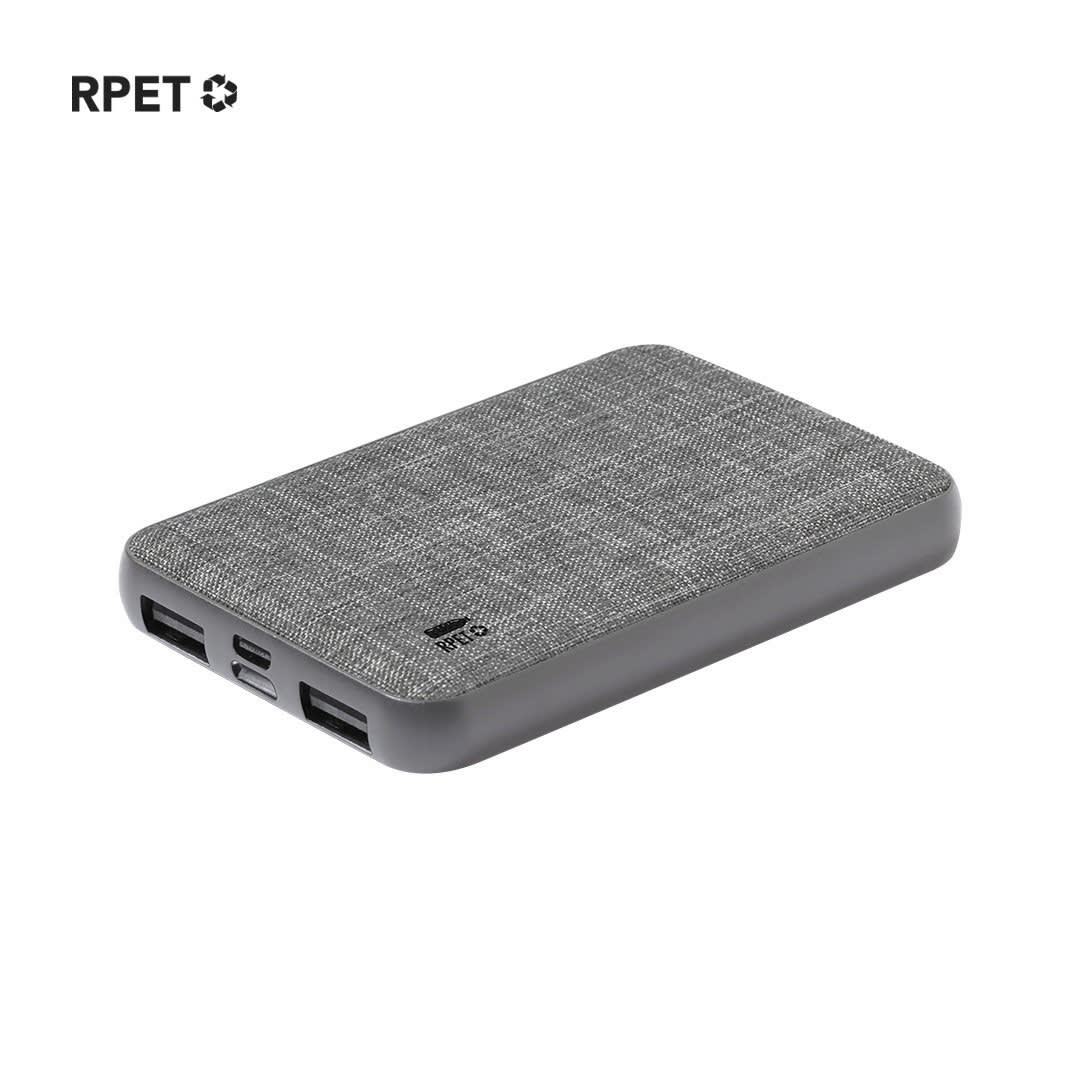 POWER BANK made from RPET polyester and recycled plastic REYCON