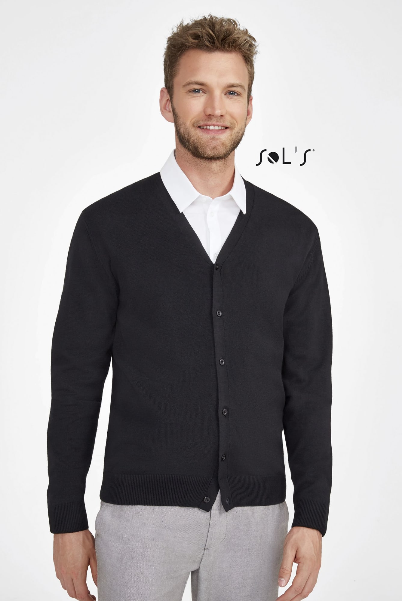 Cardigan V neck Mens cotton and acrylic mix  GOLDEN