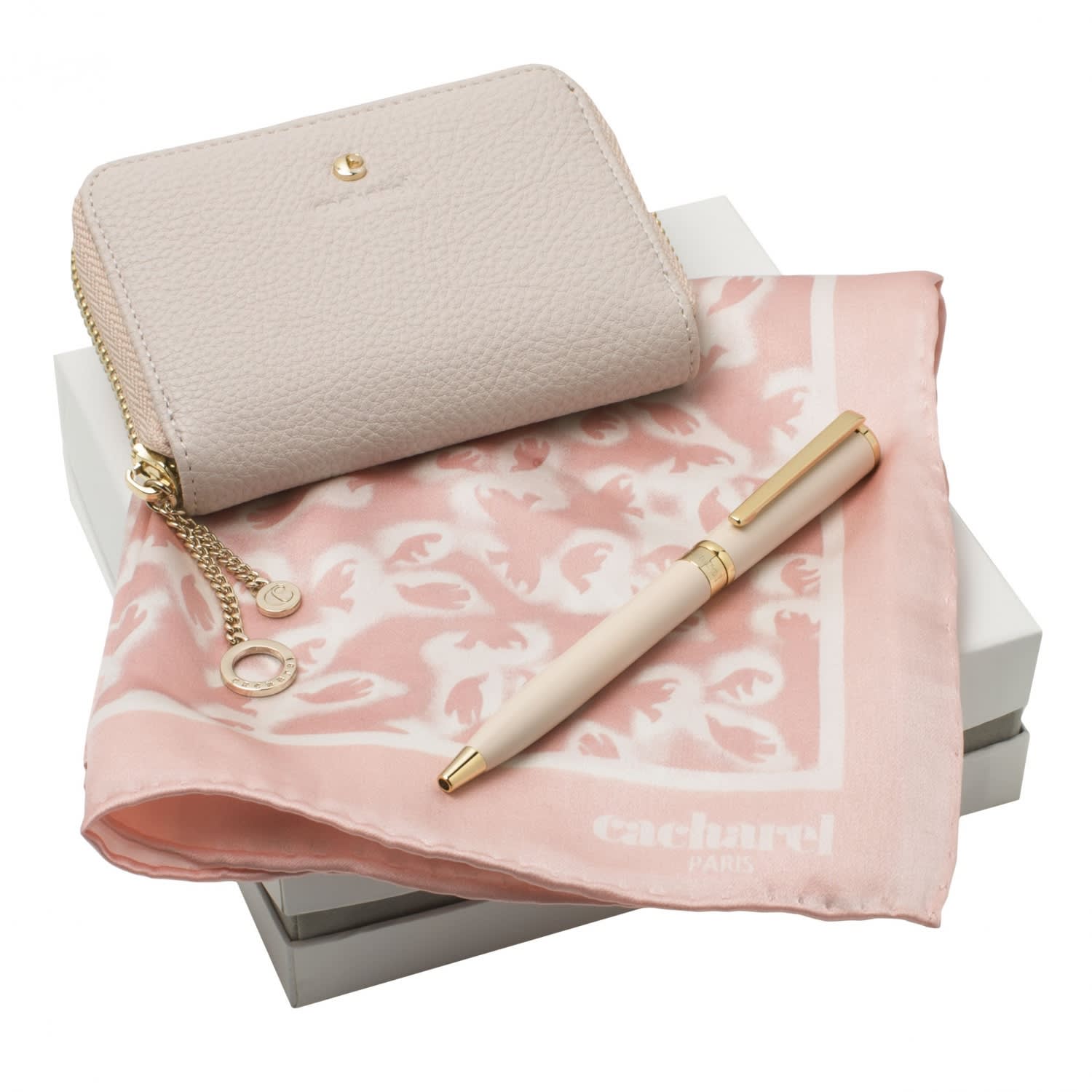 Set Cacharel Light Pink (ballpoint pen, mini wallet & silk scarf)