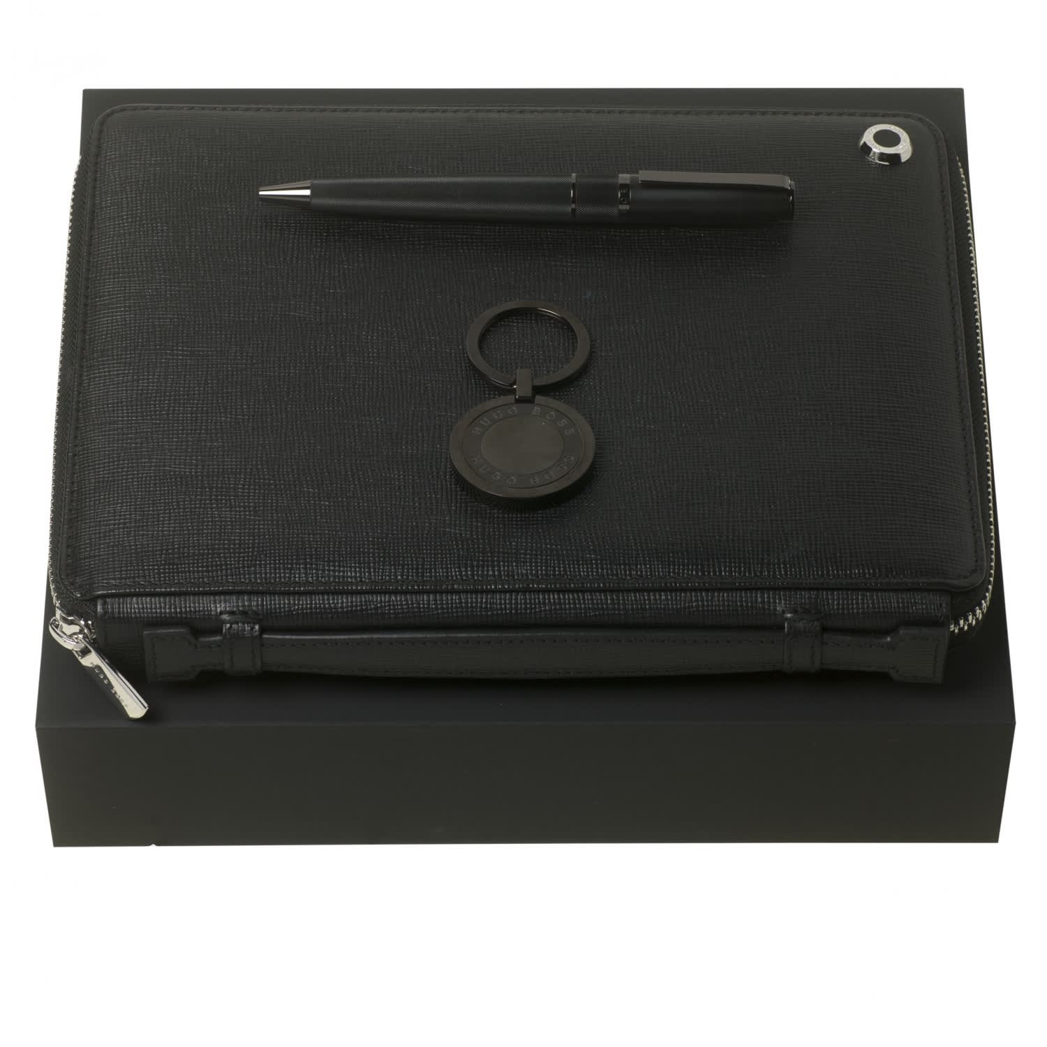 Set HUGO BOSS Black (ballpoint pen pad, conference folder A5 & key ring)