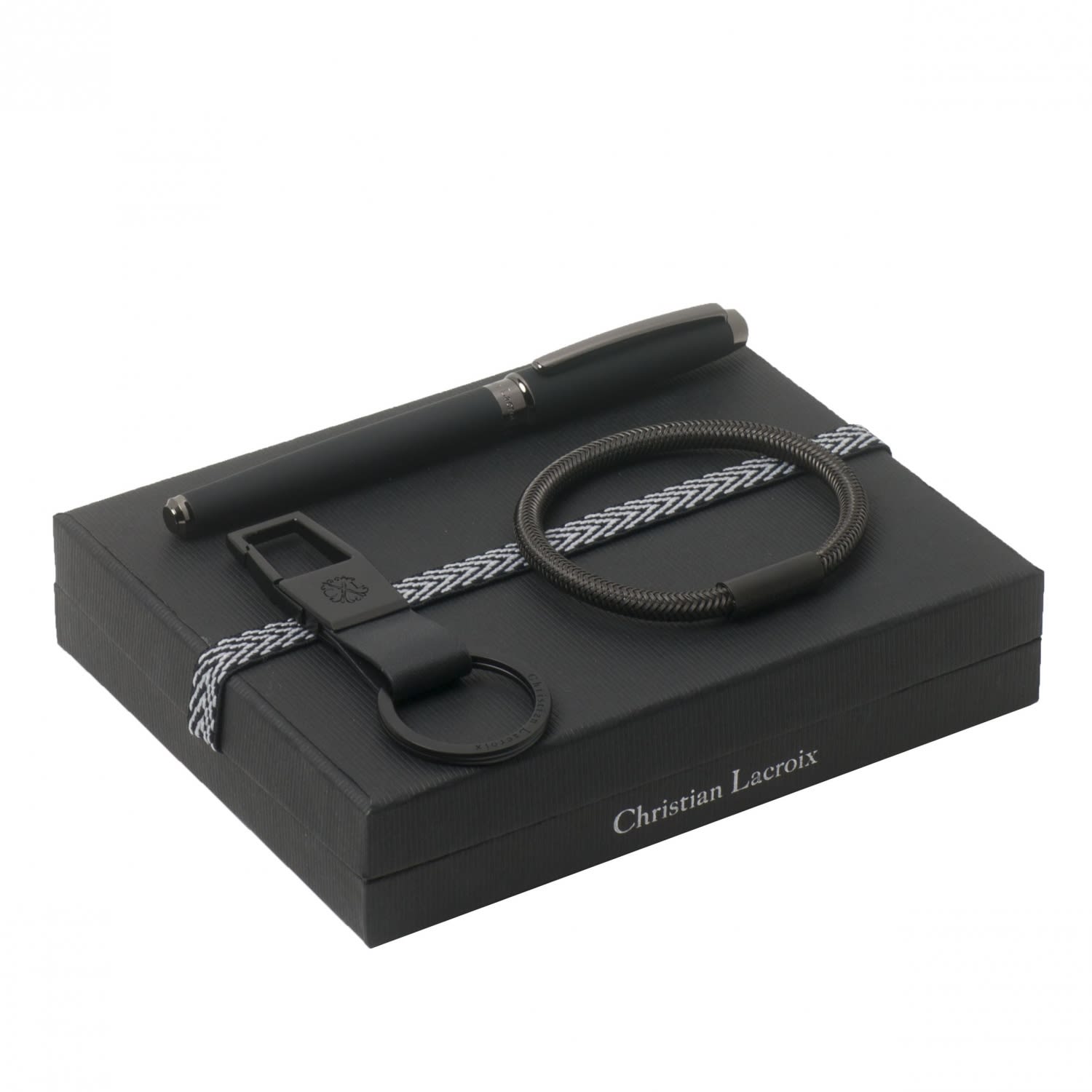 Set Christian Lacroix Black (rollerball pen, key ring & bracelet)