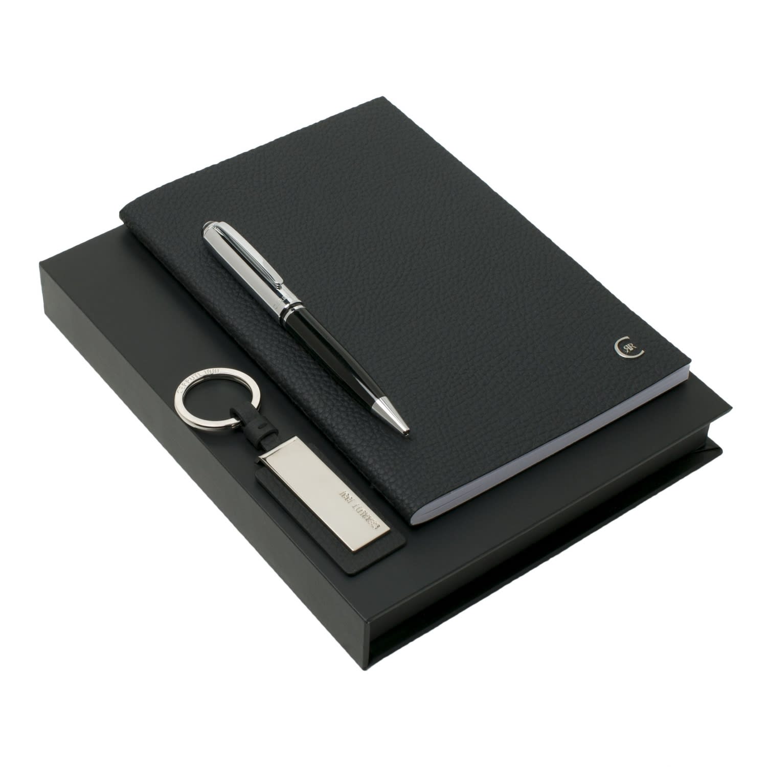 Set CERRUTI 1881 Black (ballpoint pen, note pad A5 & key ring)