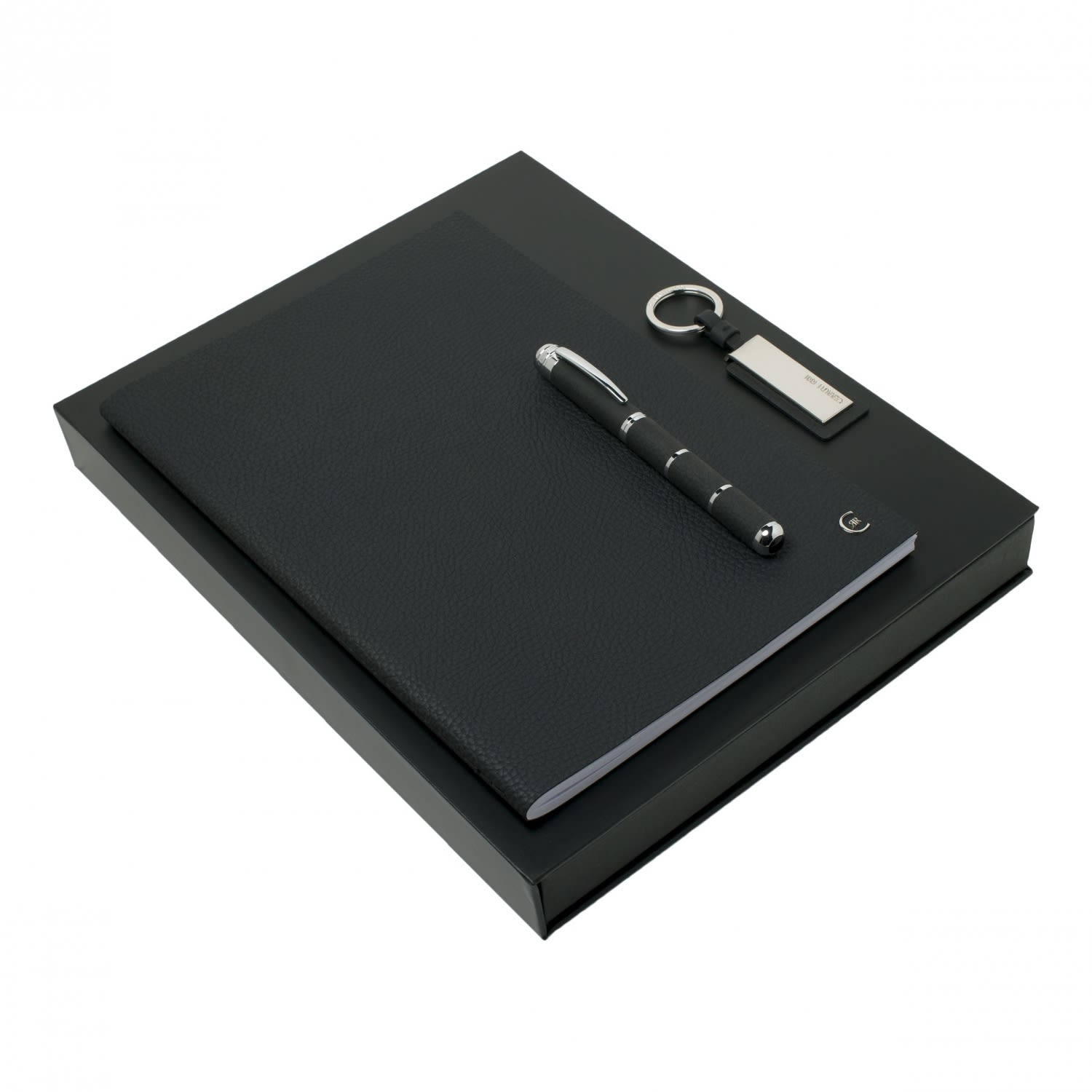 Set CERRUTI 1881 Black (rollerball pen, note pad A4 & key ring)