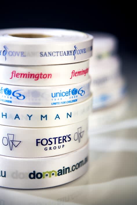 Custom Full/Exact Colour Print on White Ribbon 48mm