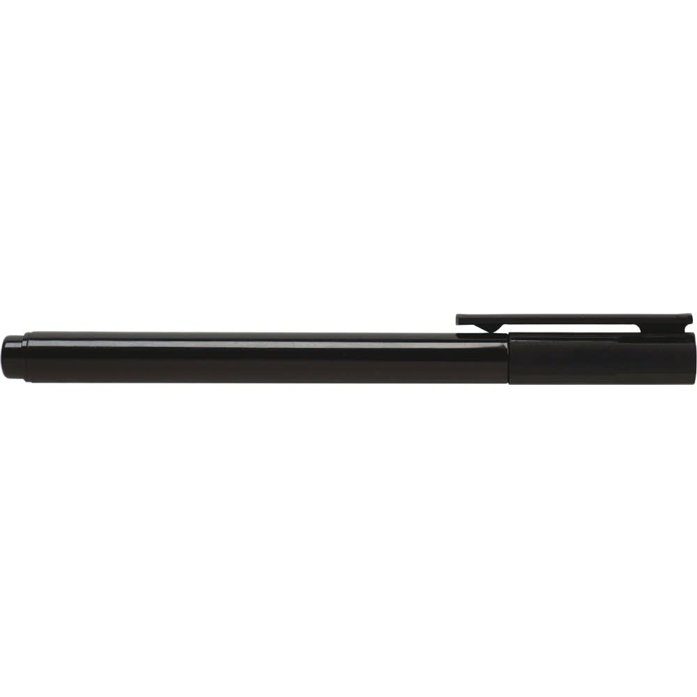 A black marker pen designed for writing on CDs and DVDs, featuring a clip on the cap.