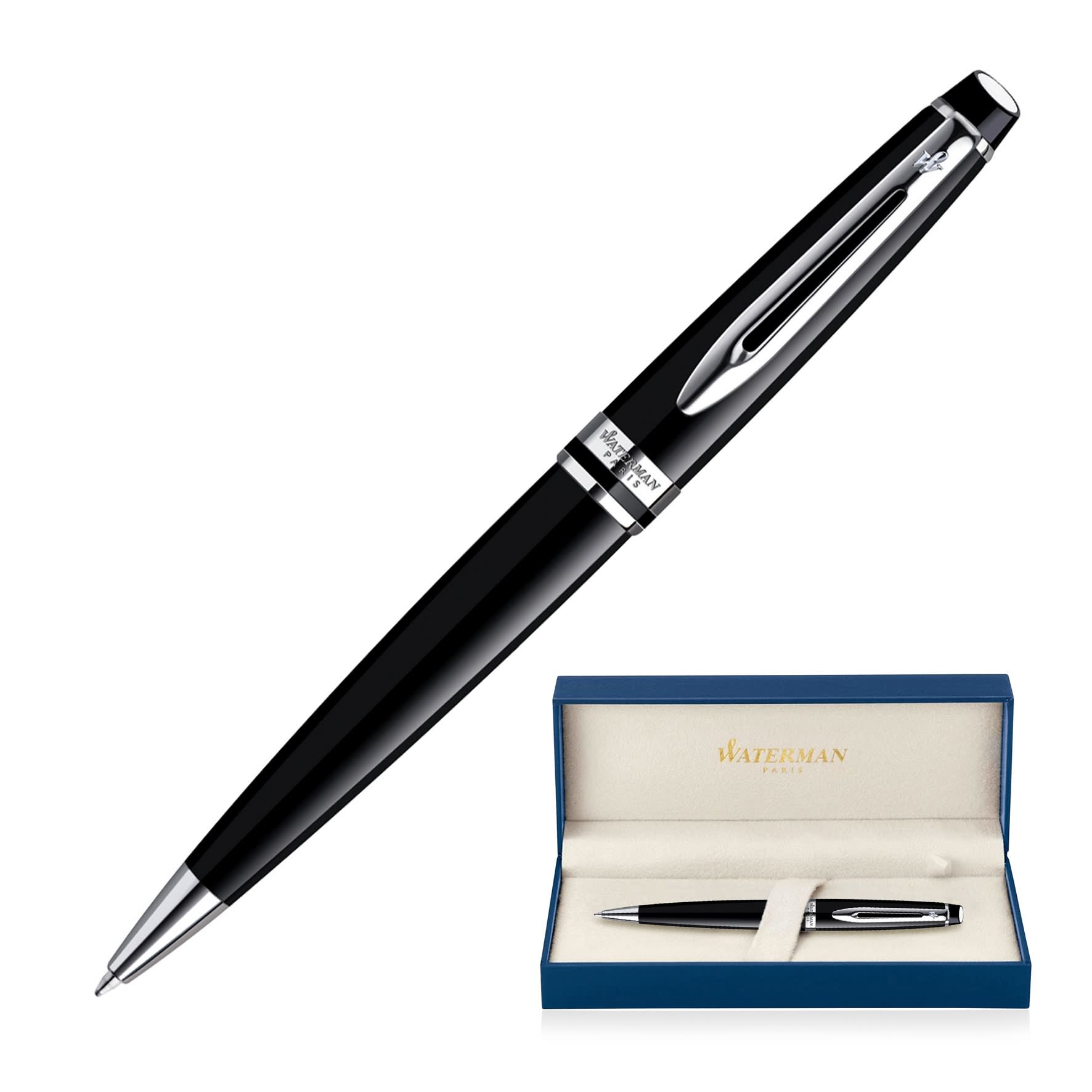 Metal Pen Ballpoint Waterman Expert - Lacquer Black CT