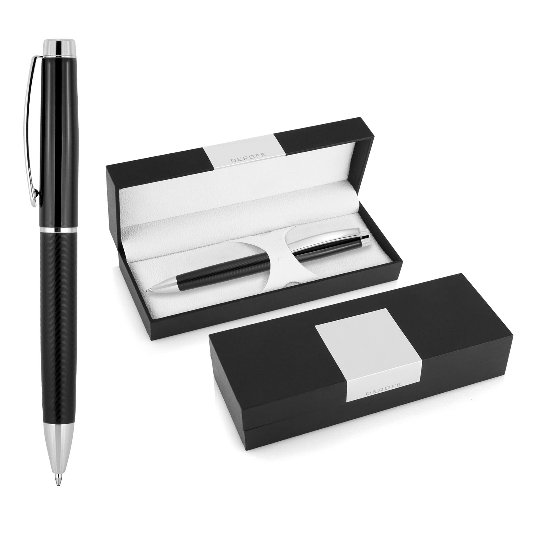 Alternative view of Metal Pen Ballpoint Derofe Pattern Black