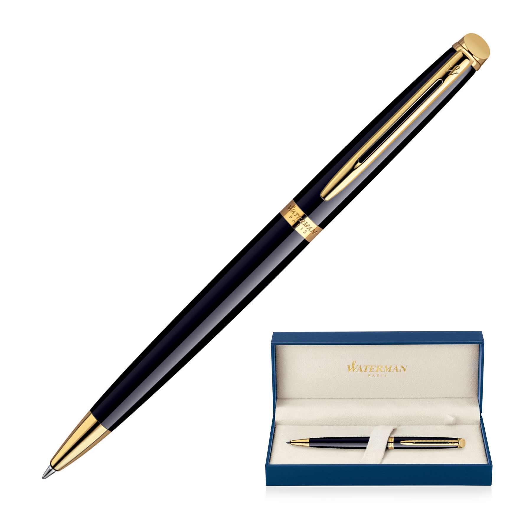 Metal Pen Ballpoint Waterman Hemisphere - Lacquer Black GT