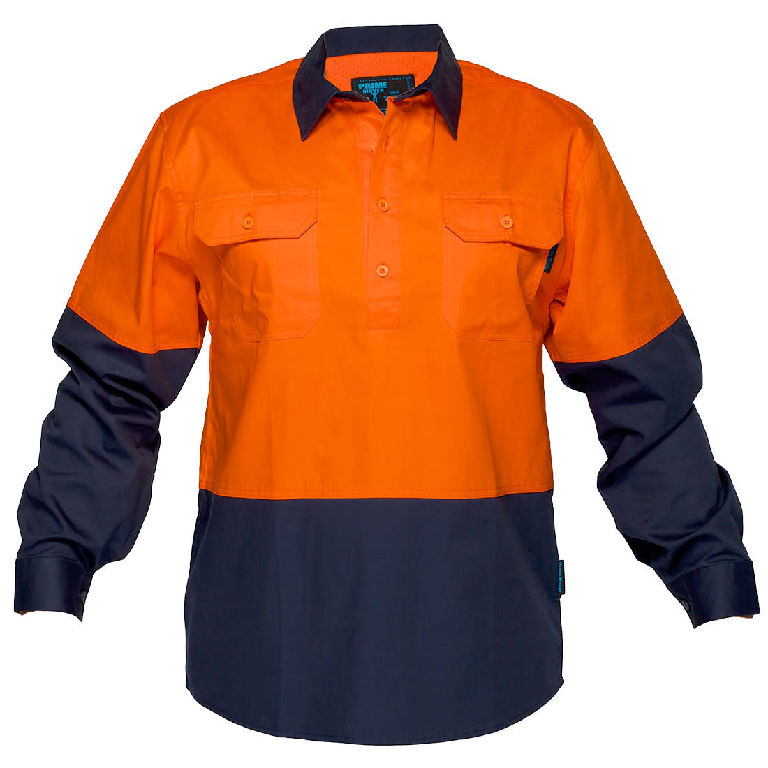 Canberra Hi-Vis Lightweight Contrast 1/2 Button Class D Shirt L/S