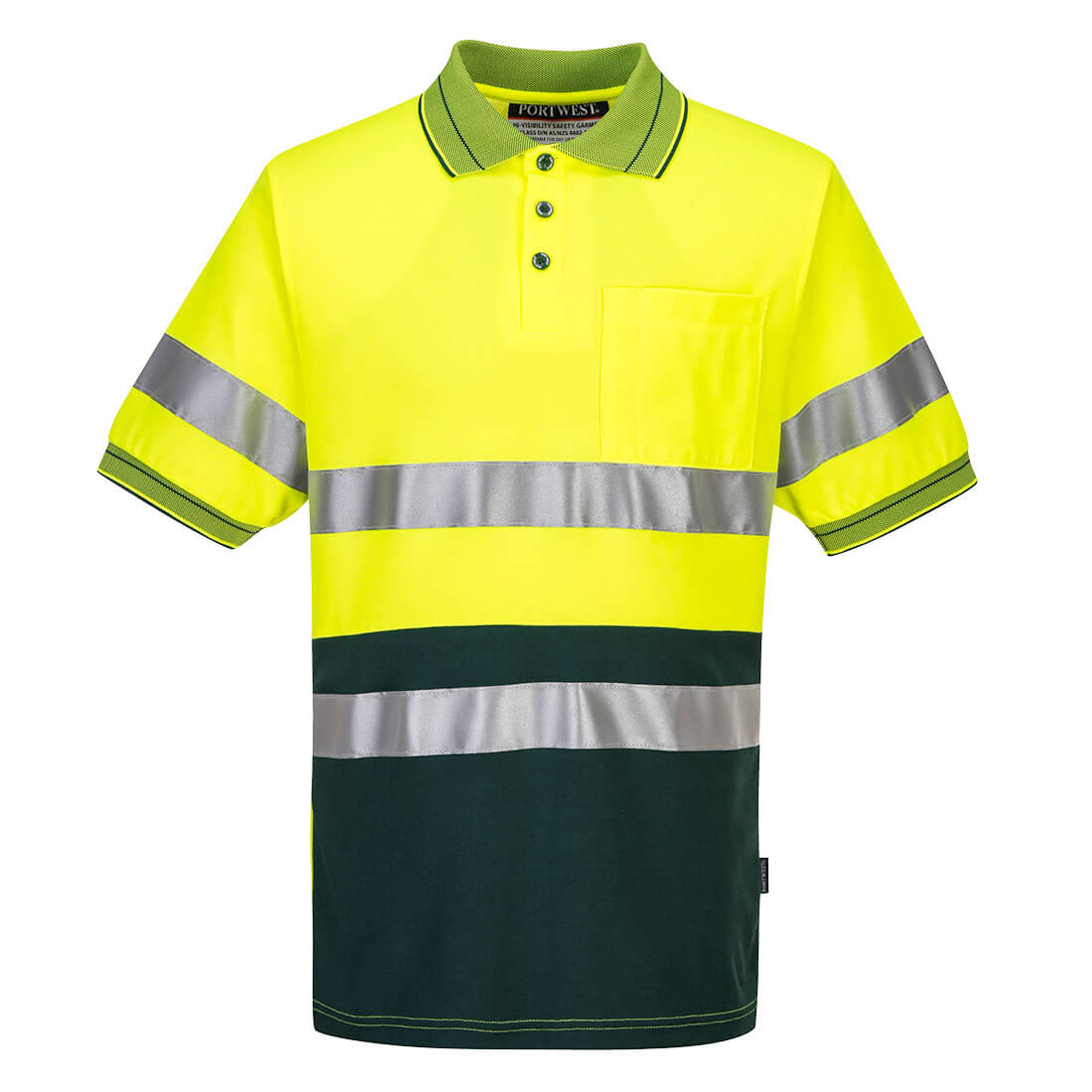 Hi-Vis Cotton Comfort Contrast Polo Shirt S/S - MP310 Image Yellow/Green