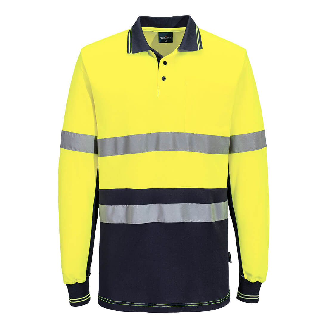 Hi-Vis Class D/N Cotton Comfort Contrast Polo Shirt L/S