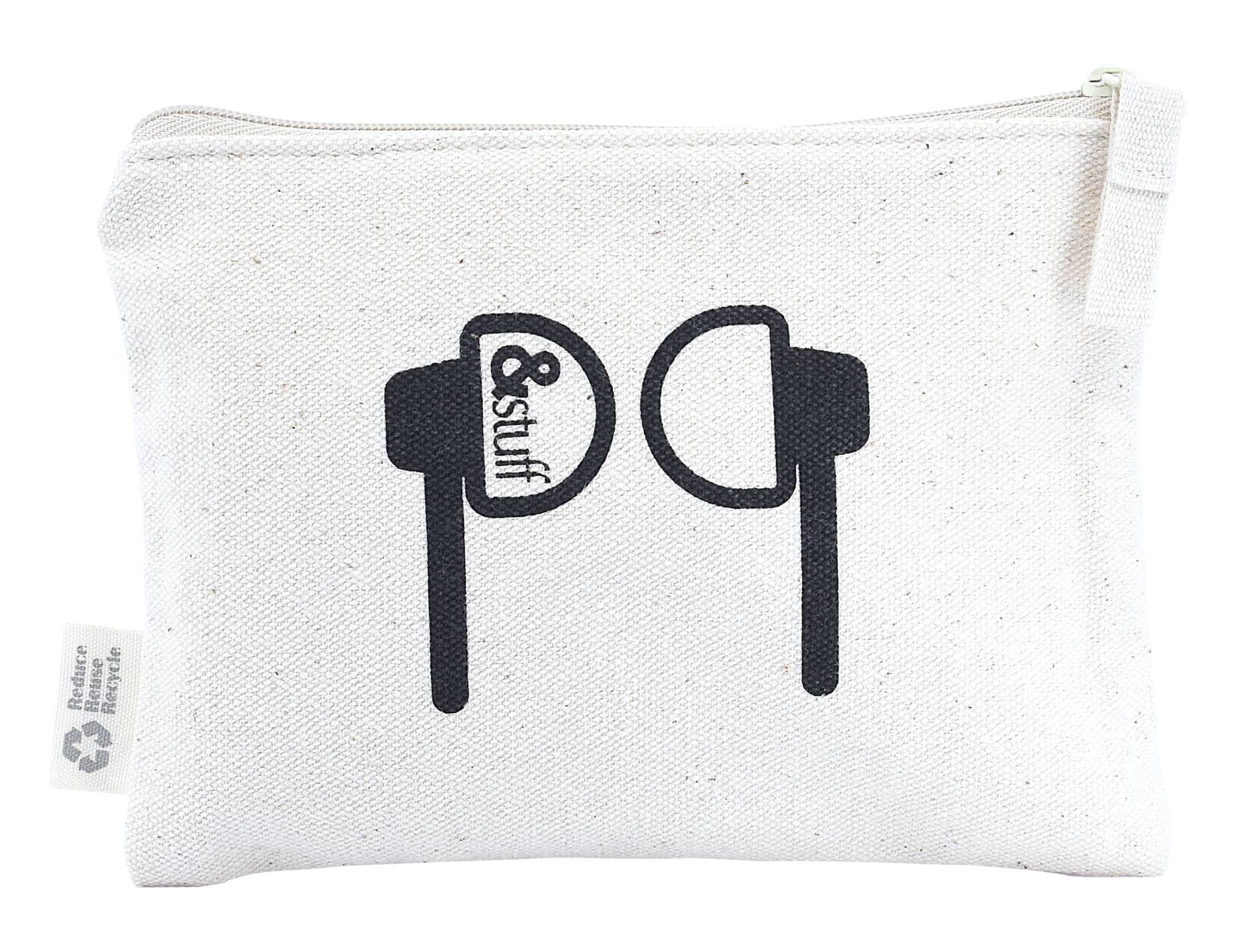 Alternative view of Calico Earphone Pouch 12.5cm x 17cm
