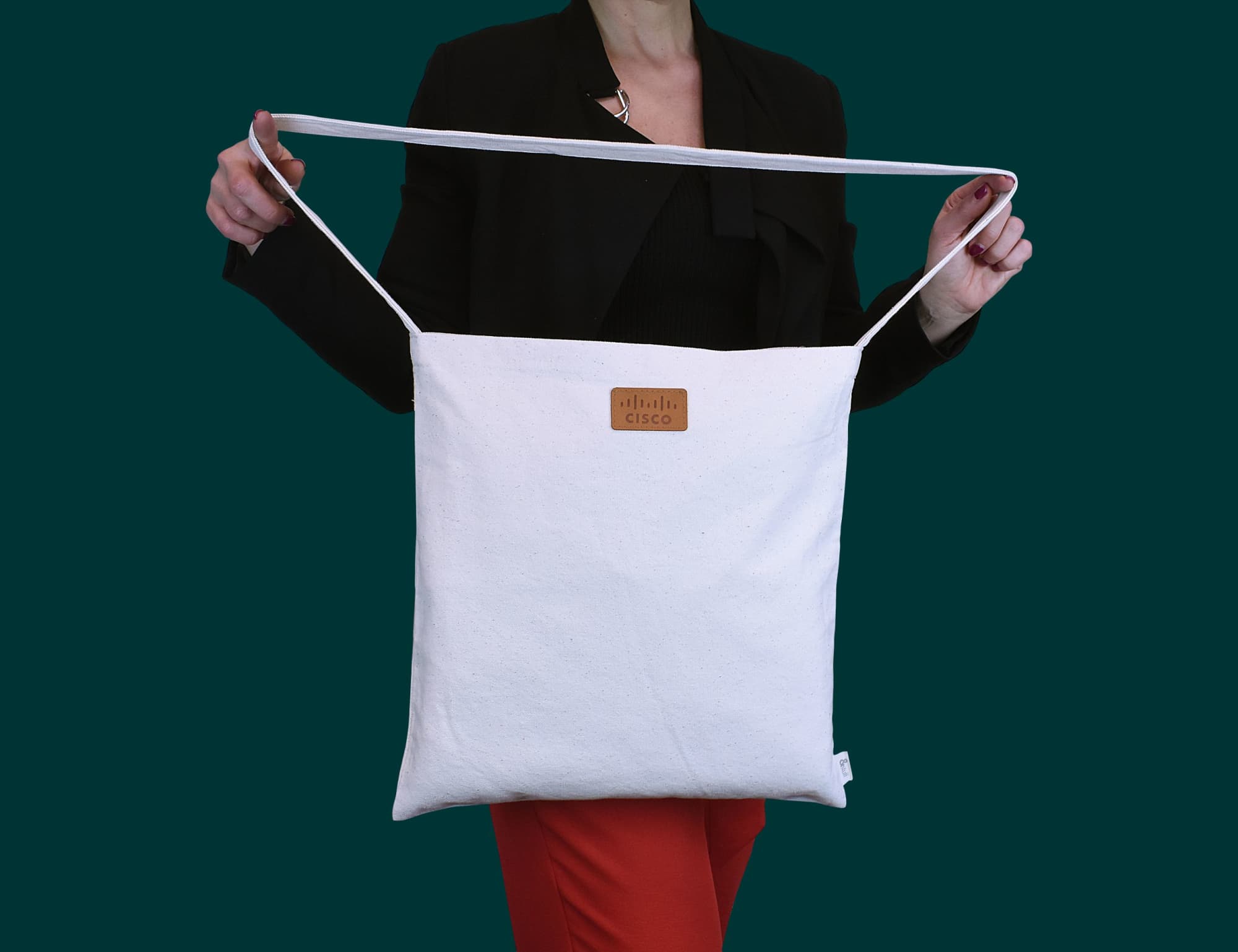 Alternative view of Calico Long Handle Shoulder Bag 38x38cm