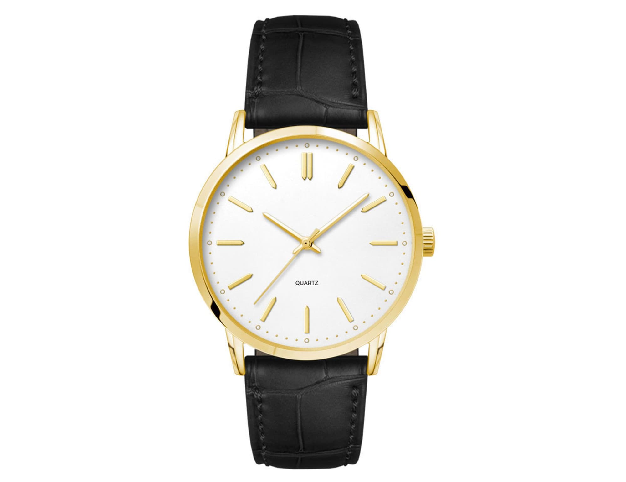 Alternative view of Mens Dress Watch (Gold), Leather Strap