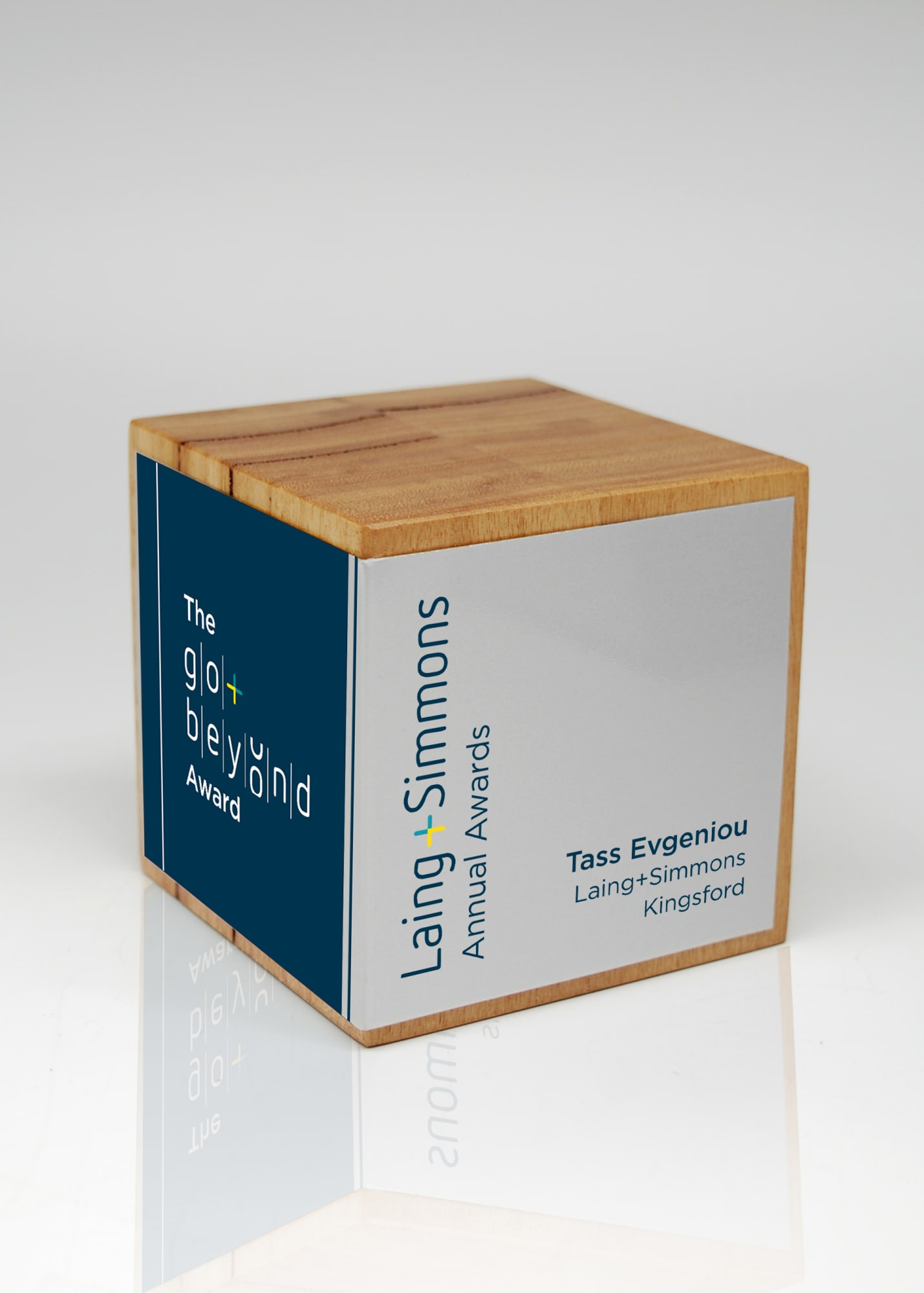 Australian Blackbutt Cube Trophy with Metal Wrap