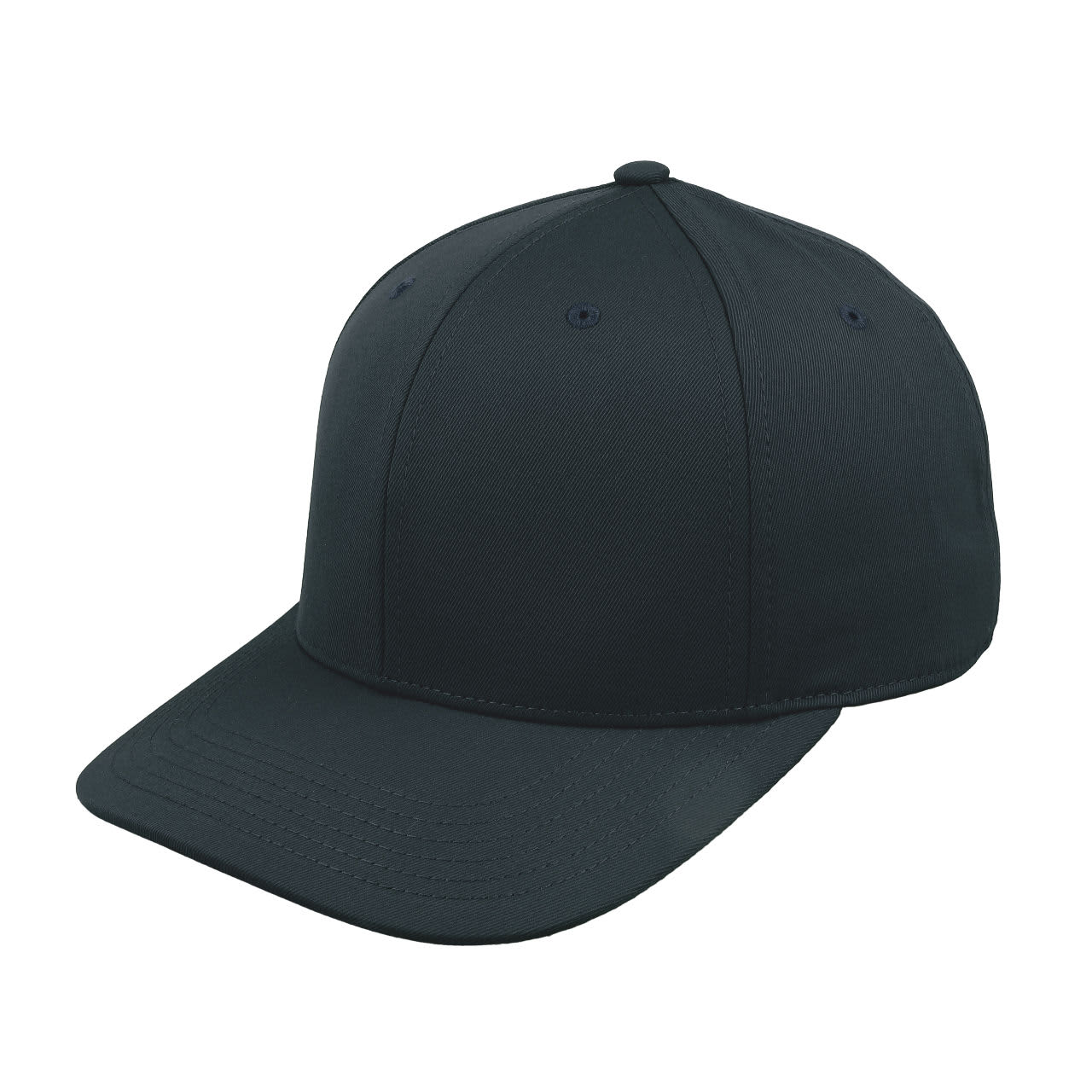 A dark green classic 6 panel cap featuring a rounded crown and a stiff brim, with a logo present.