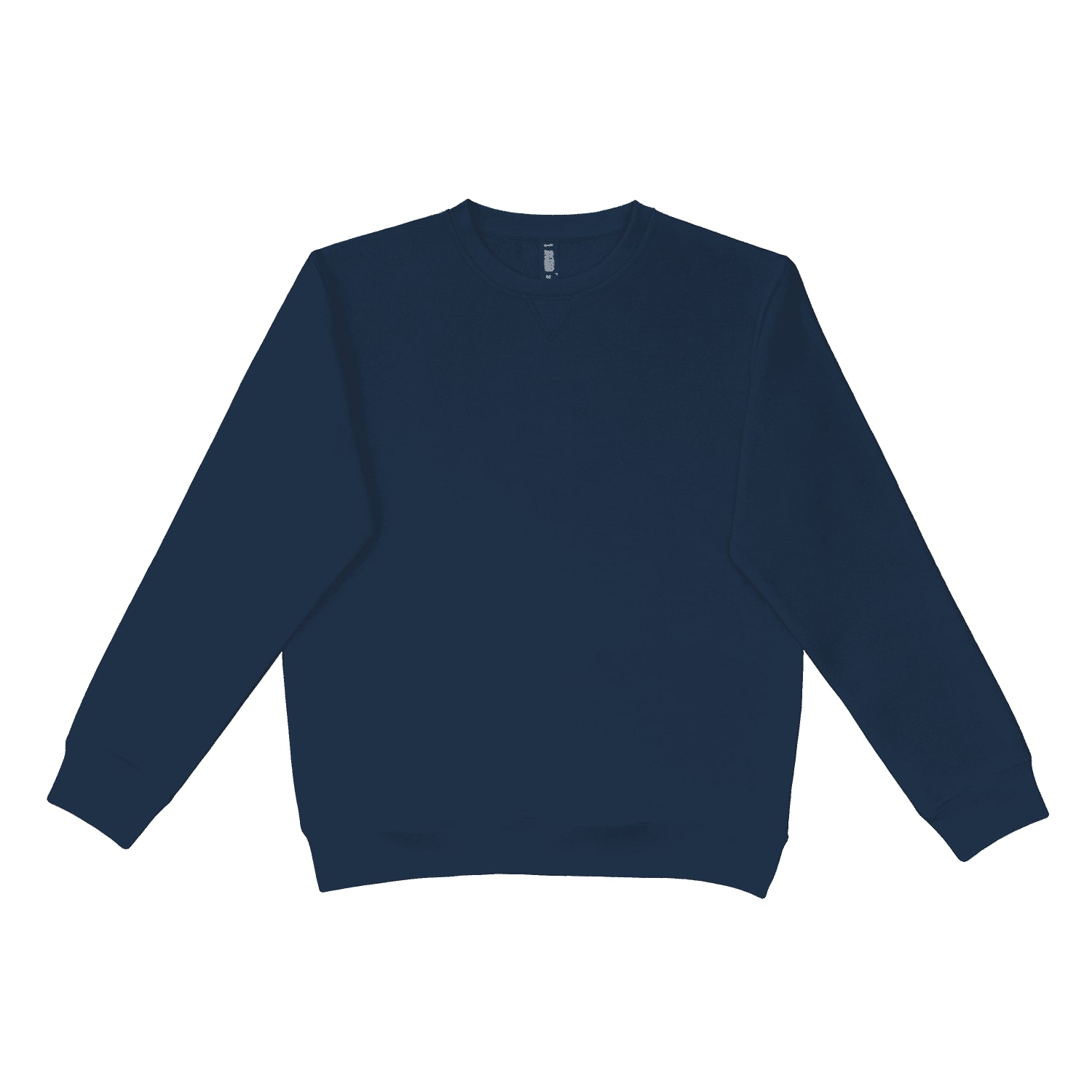 A navy crewneck jumper with long sleeves and a classic fit. The garment features a logo.