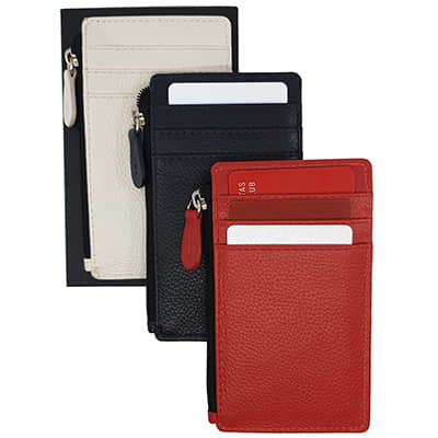 Cuero Premium Slim Leather Credit Card Wallet with Zip
