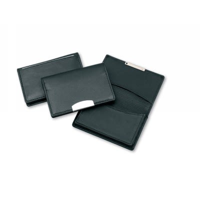 Premium Leather Card Holder with Silver Trim