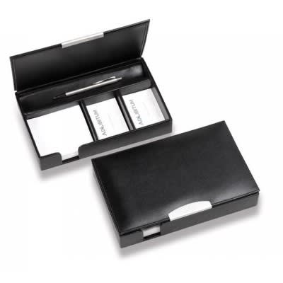 Executive Leather Desk Organiser with Silver Trim