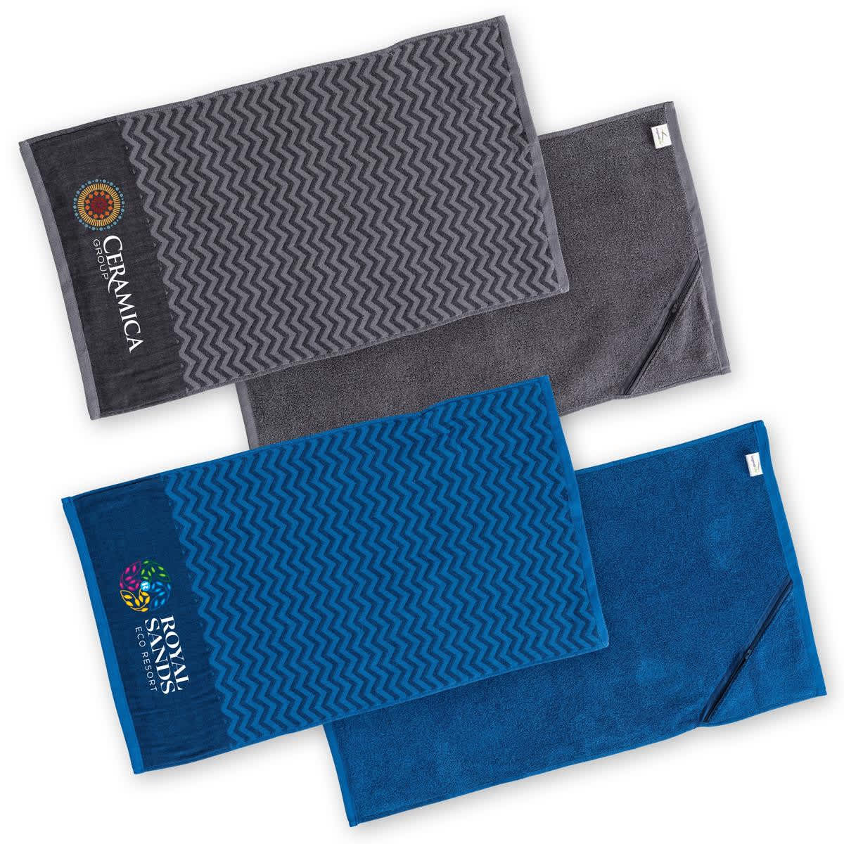 Elite Gym Towel With Pocket Black/Grey