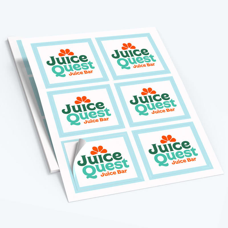 Paper Stickers Printed On Sheets - 25 x 25mm