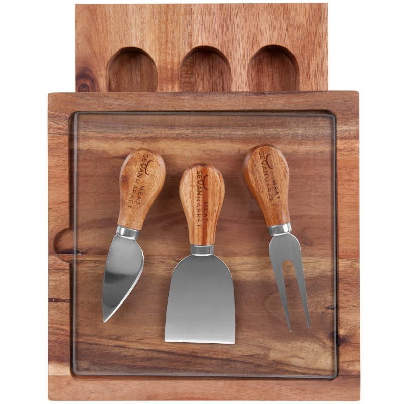 Braemar Glass Cheese Board & Knife Set - D387 Image