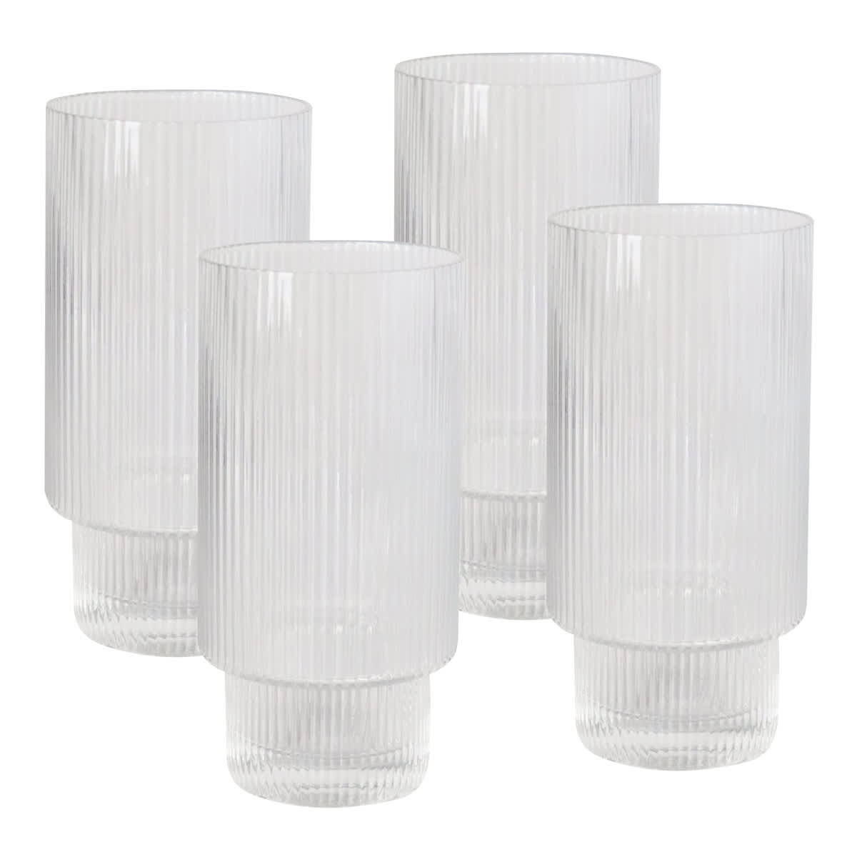 Oscar Ribbed Highball 380mL Glasses - G104 Image