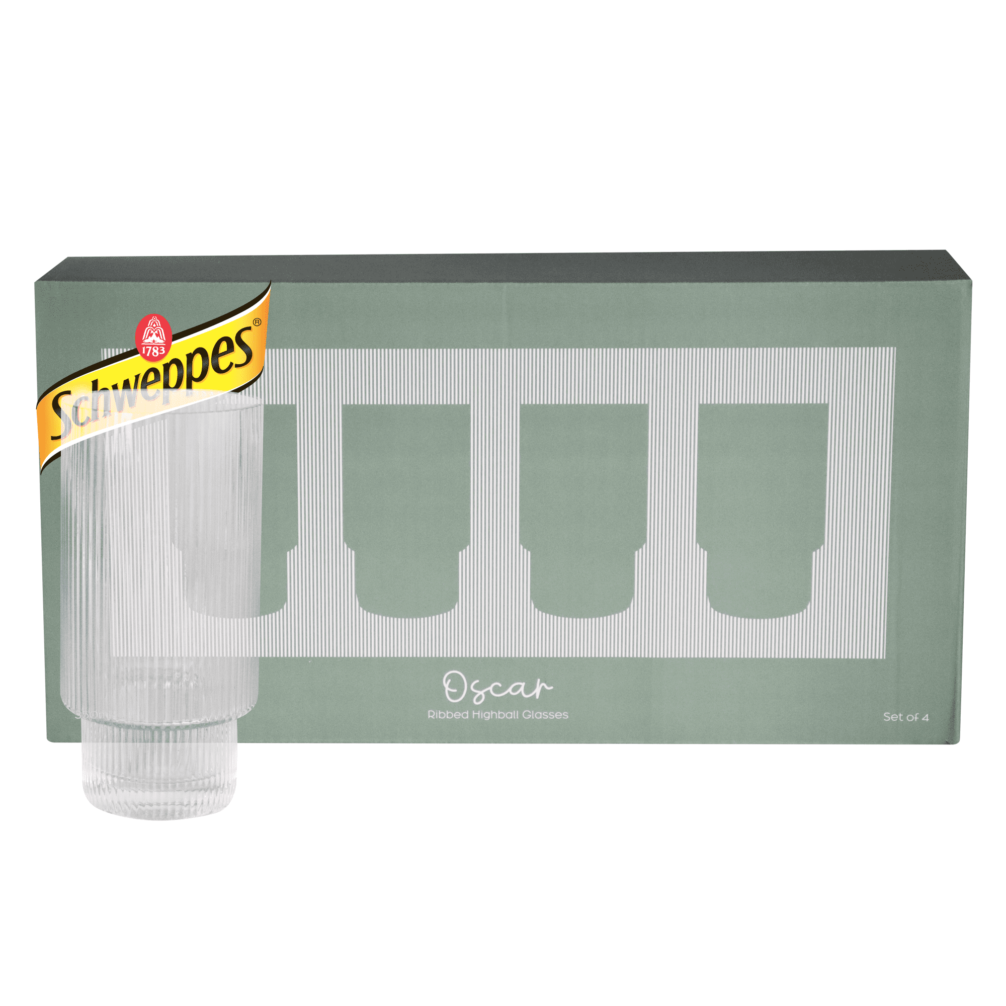 Oscar Ribbed Highball 380mL Glasses - G104 Image
