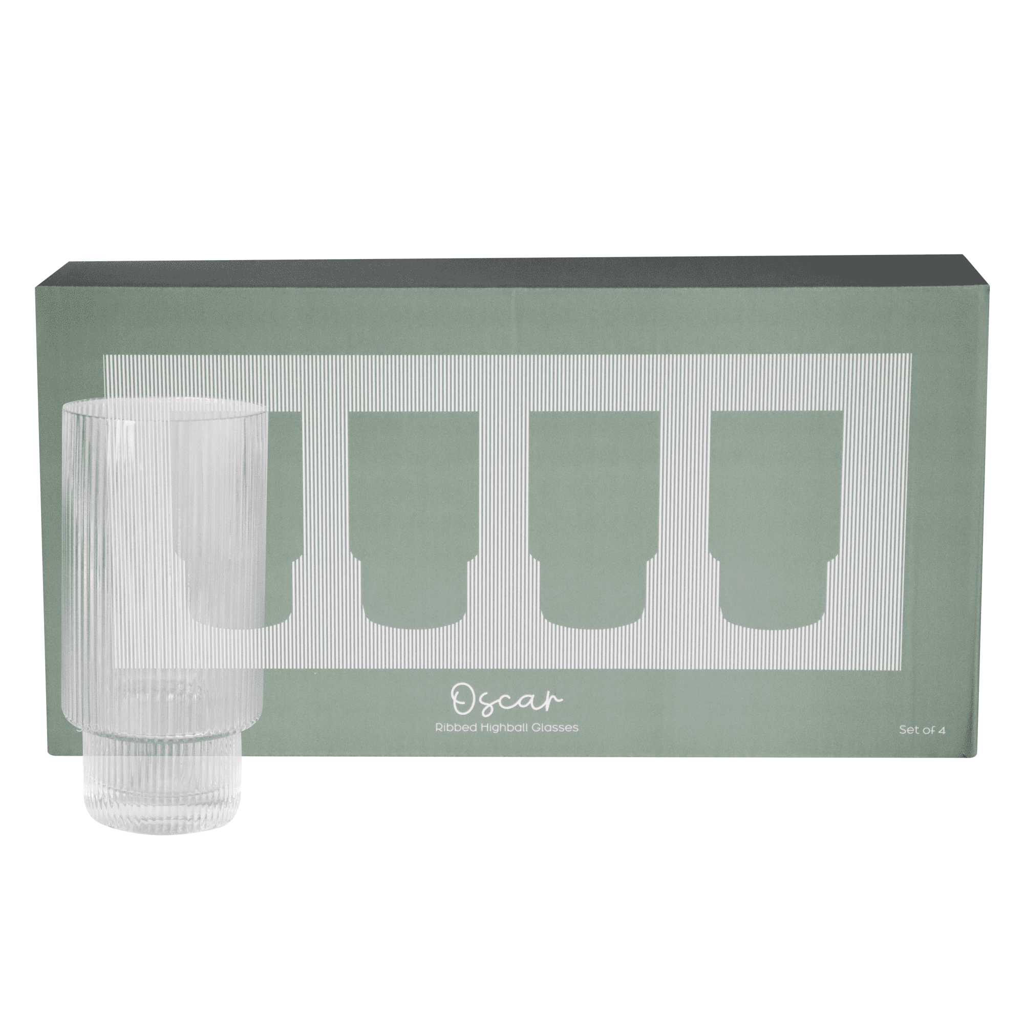 Oscar Ribbed Highball 380mL Glasses - G104 Image