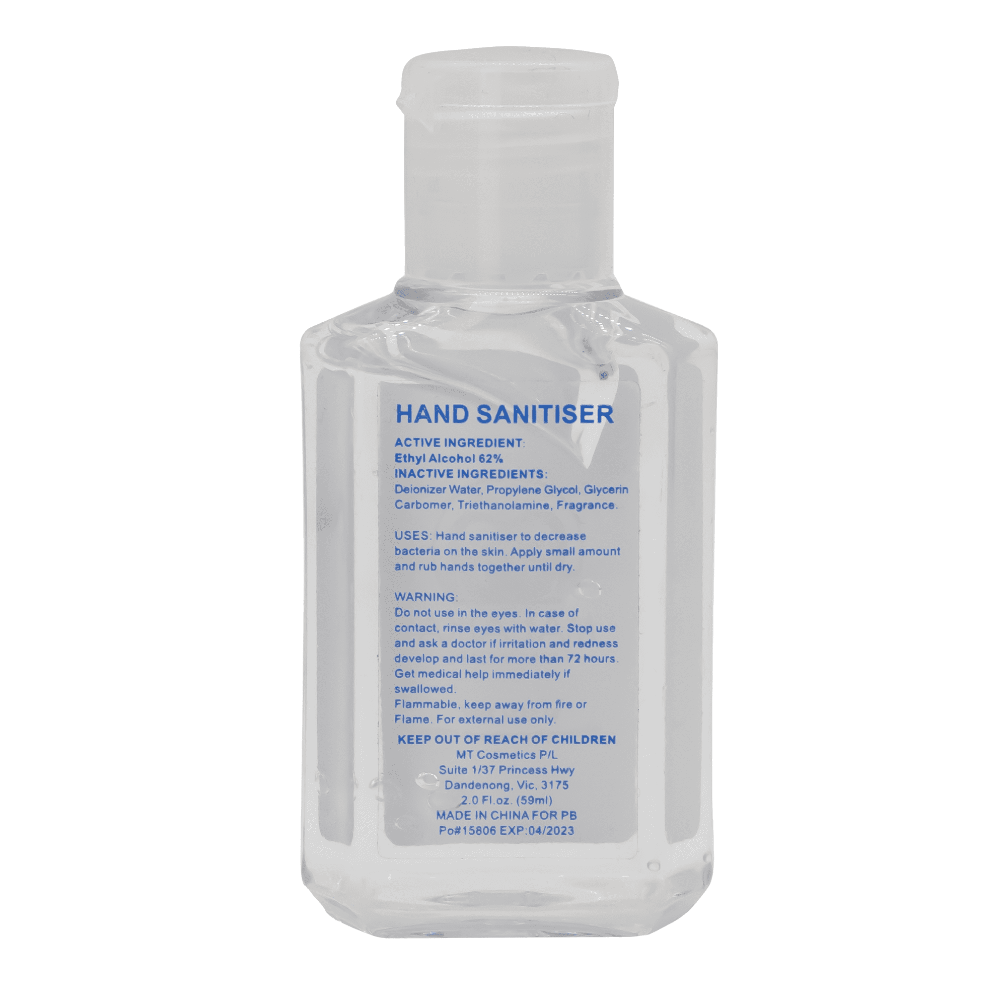 60ml Hand Sanitiser Gel - 75% ethyl-alcohol - H303 Image 