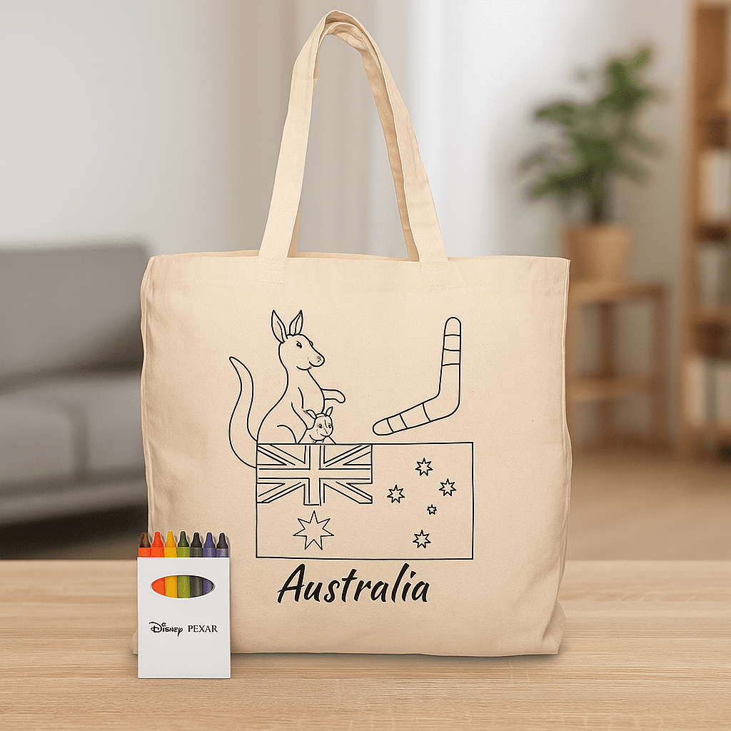 Squiggle Calico bag + Crayon set