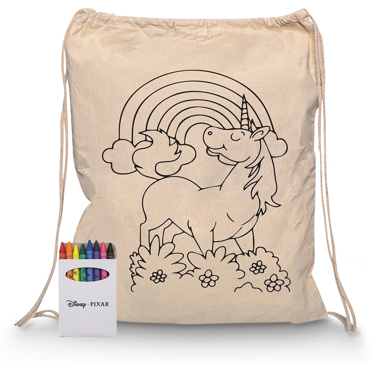 Squiggle Calico Drawstring Bag + Crayon set - RB1020S Image 