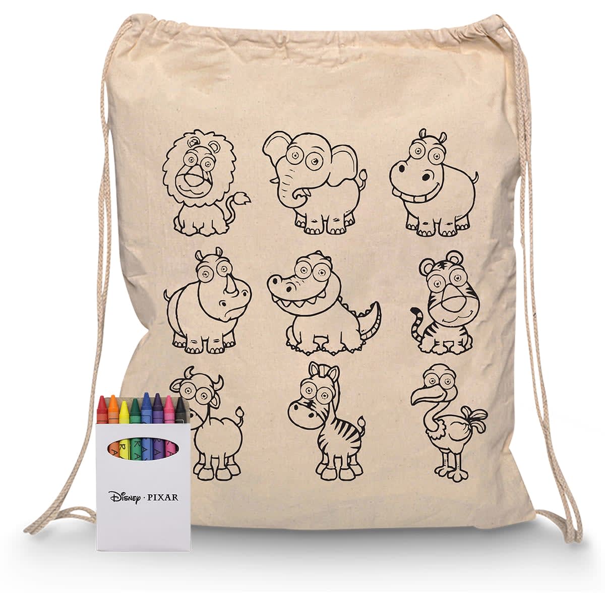 Squiggle Calico Drawstring Bag + Crayon set - RB1020S Image 