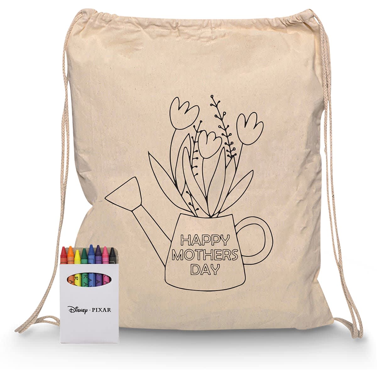 Squiggle Calico Drawstring Bag + Crayon set - RB1020S Image 