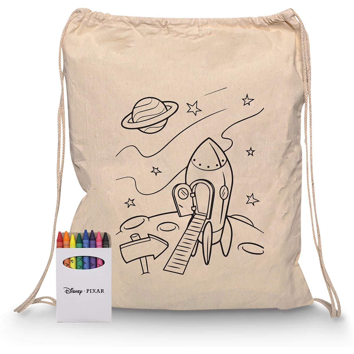 Squiggle Calico Drawstring Bag + Crayon set - RB1020S Image 