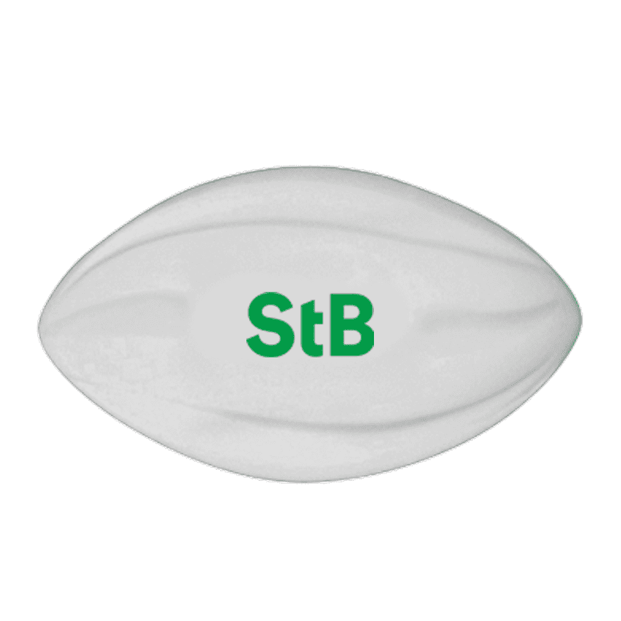 A 135mm white football with a green logo, designed for leisure and outdoor activities.